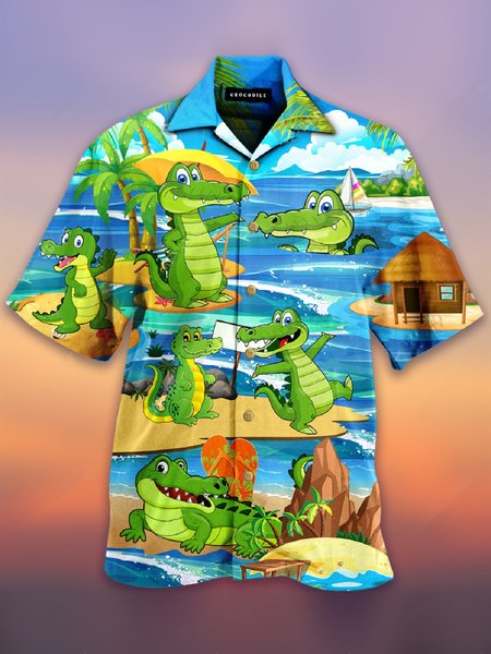 

Shirt Collar Casual Shirts, Blue, Men's Floral shirt