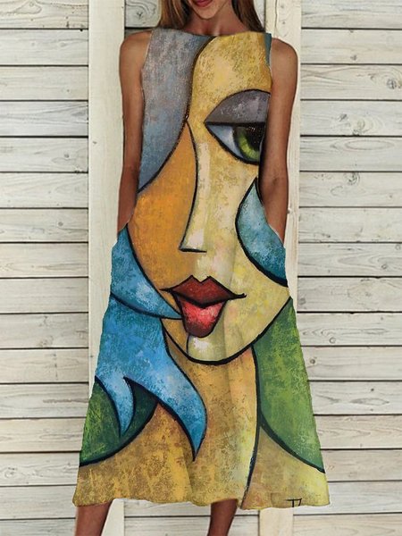 

Casual Abstract Sleeveless Dresses, Blue, Casual Dresses