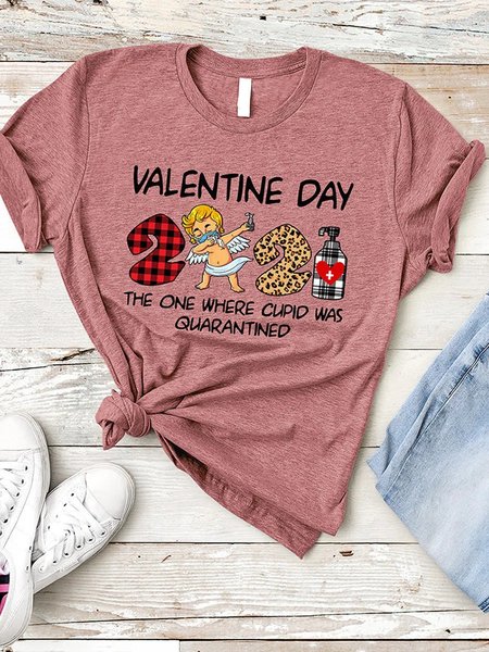 

Valentine Day 2021 The One Where Cupid Was Quarantined Graphic Tee, Brick red, T-shirts