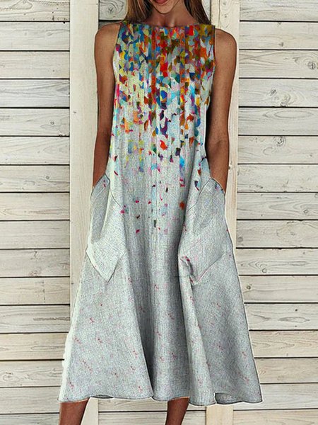 

Geometric A-Line Weaving Dress, Image color, Midi Dresses