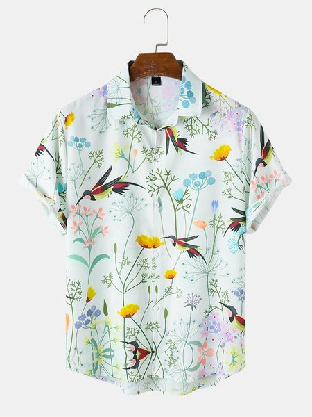 

Men's Basic Floral Shirts, White, Men's Floral shirt