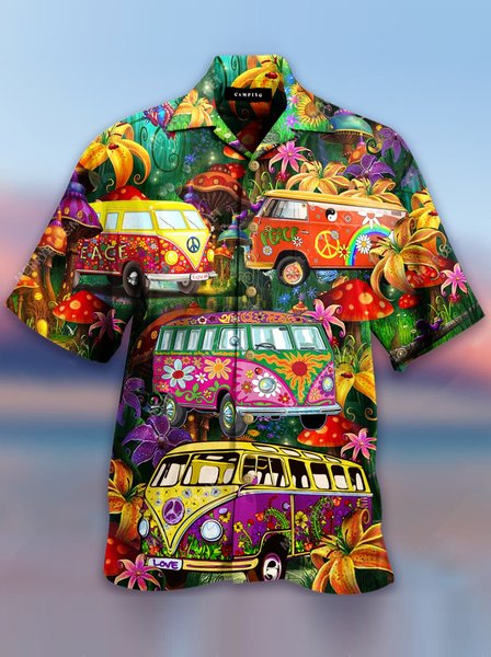 

Vintage Shirt Collar Floral Shirts & Tops, Green, Men's Floral shirt