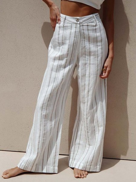 

Cotton-Blend Pants, As picture, Pants