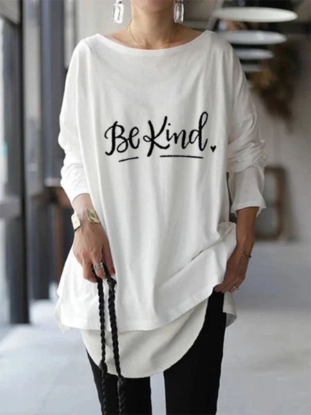 

Solido Misto Cotone Maniche Lunghe Casuale Camicie & Top, Bianco, T-Shirts