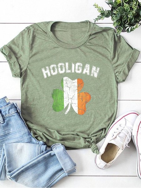 

Official Hooligan St Patricks Day Irish Shamrock Flag Graphic Tee, Army green, T-shirts