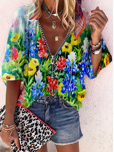 

Bluebonnet Stampato Camicie & Top, Verde, Blouses & Shirts
