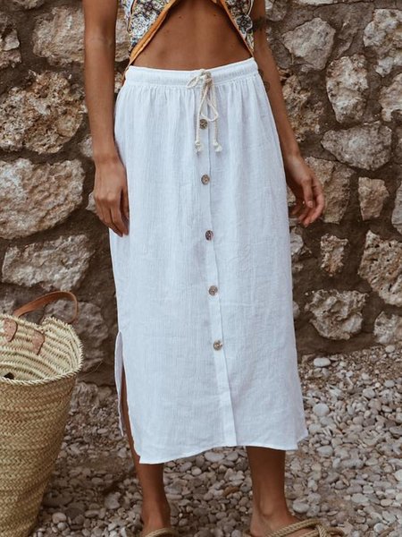 

Cotone Vacanza Mini Gonna, Bianco, Skirts