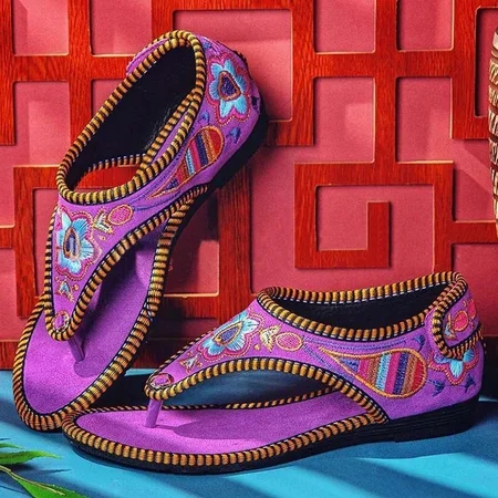 

Summer Embroidery Flats, Purple, Shoes