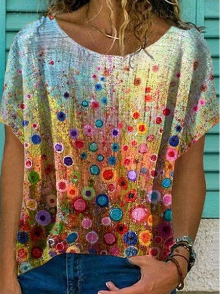 Maniche Corte Dritto Top, Arancia, T-Shirts