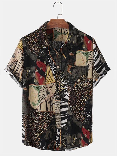

Men's Printed Tribal Casual Shirts, Black, Men's Floral shirt