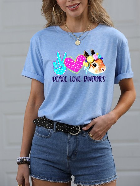 

Peace Love Bunnies Women's T-Shirt, Blue, T-shirts
