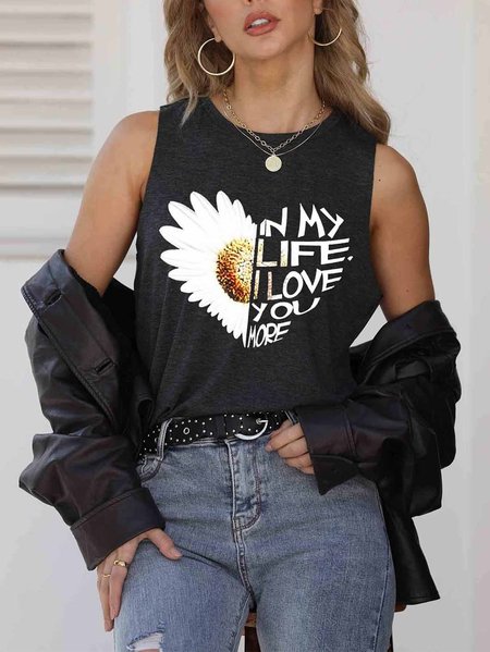 

White Sunflower In My Life I Love You More tee, Black, T-shirts
