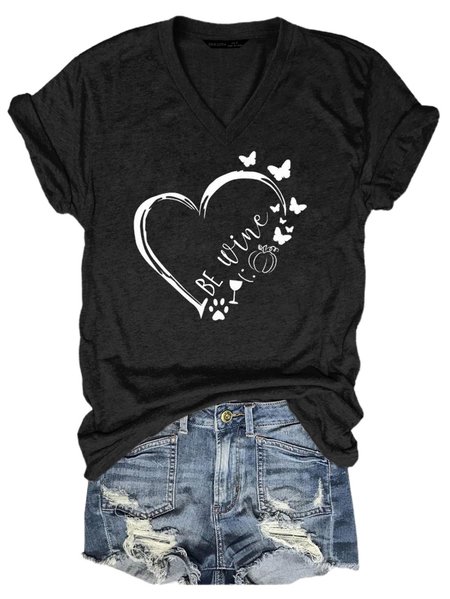

BE WINE Casual Short Sleeve Shirt & Top, Black, T-shirts