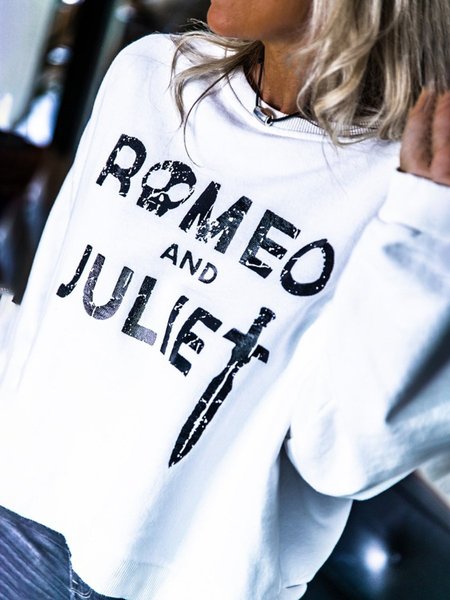 

Romeo And Juliet Punk Skeleton Graphic Sweatshirt, White, T-shirts