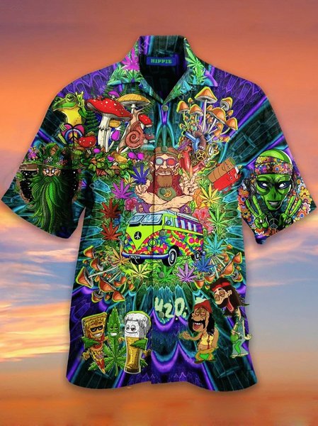 

Abstract Casual Shirts & Tops, Blue, Men's Floral shirt