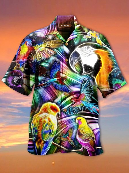 

Printed Vintage Shirts, As picture, Men's Floral shirt