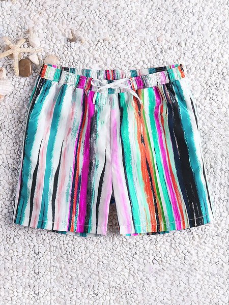 

Men's Drawstring Printed Beach Pockets Casual Pants, Green, Men's shorts