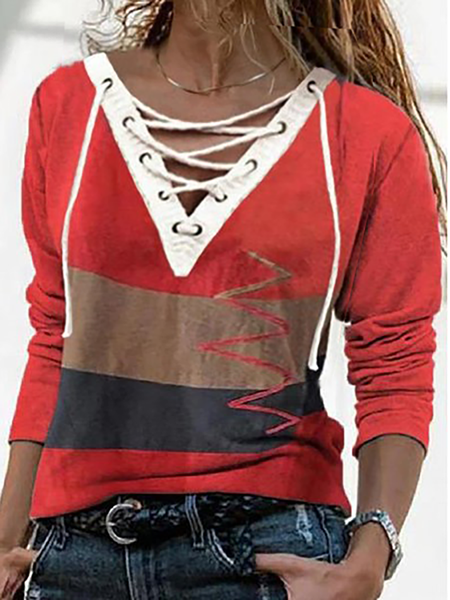 

Plus size Long Sleeve Casual Tops, Red, Blouses & Shirts