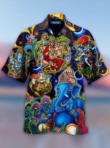 

Mushrooms Printed Shirts & Tops, Navy blue, Men's Floral shirt