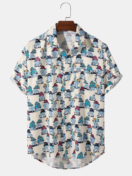 

Men's Basic Printed Shirts, White, Men's Floral shirt
