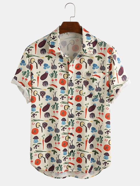 

Men's Printed Basic Shirts, Apricot, Shirts