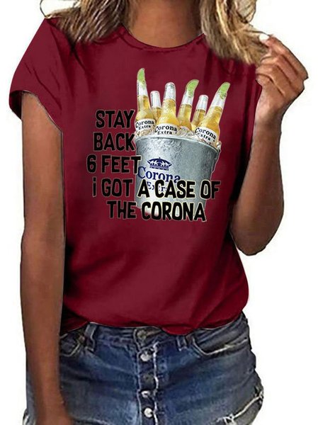 Stay Back 6 Feet Tee, Wine red, T-shirts