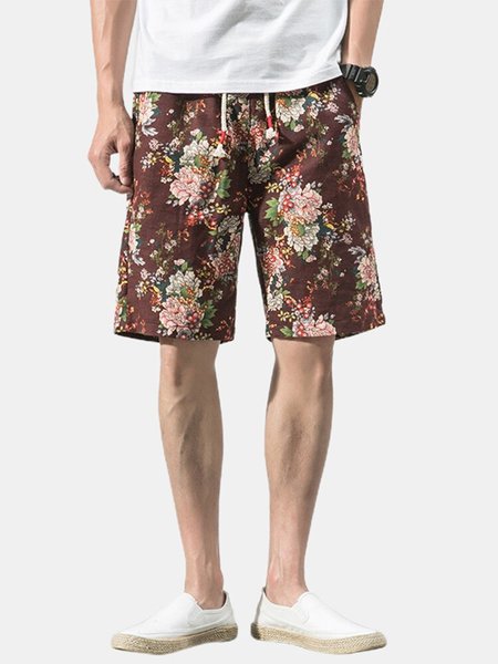 

Casual Tribal Cotton Pants, Coffee, Men's shorts