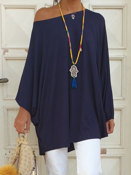 

Cotton-Blend Casual T-shirt, Deep blue, Tees & T-shirts