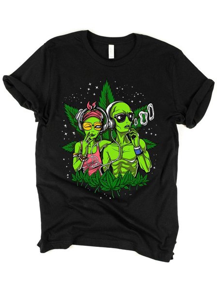 

Leaves Vintage Cotton-Blend Shirts & Tops, Black, Men's t-shirts