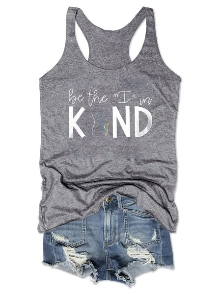 

Cat Be The I In Kind Graphic Tank Top, Gray, T-shirts