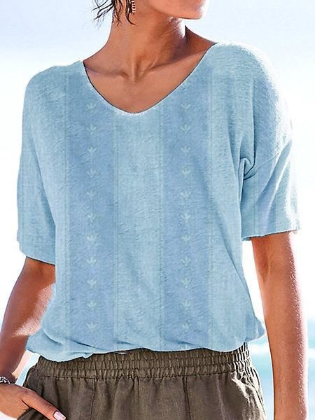 

Casual Short Sleeve T-shirt, Blue, T-Shirts