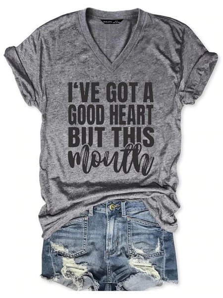 

Crew Neck Short Sleeve Cotton-Blend T-shirt, Gray, Tees & T-shirts