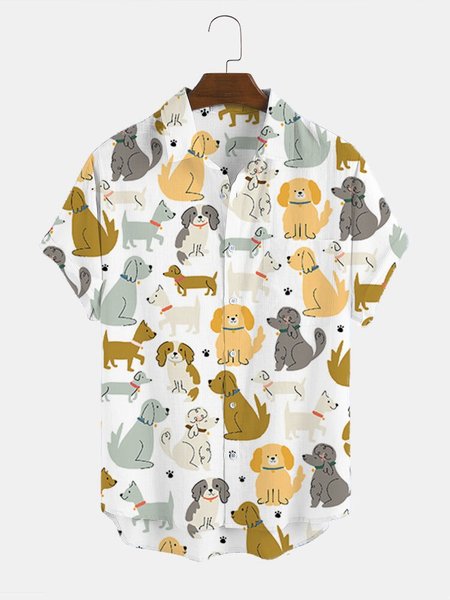 

Men's Animal Shirt Collar Shirts, White, Men's Floral shirt