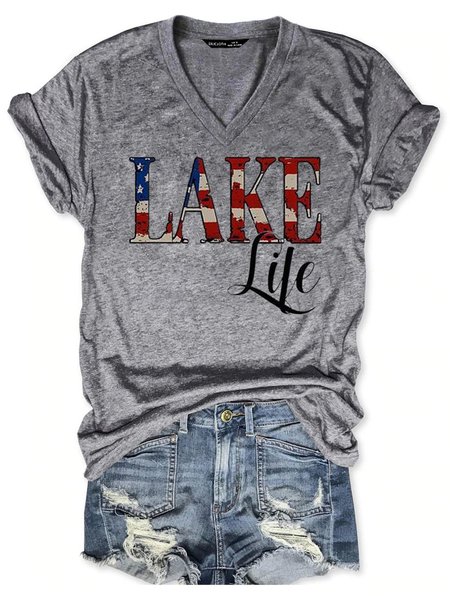 

Lake Life flag Tee, Gray, T-shirts