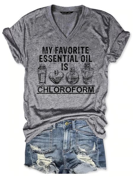 

My Favorite Essential Oil Is Chloroform Tee, Gray, T-shirts