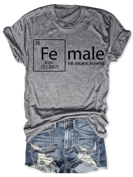 

Female Definition Graphic Crew Neck Short Sleeve Loose Tee, Gray, T-shirts