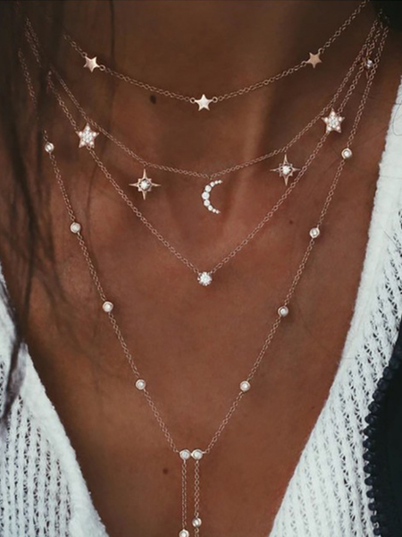 

Casual Alloy Necklaces, Golden, Necklaces