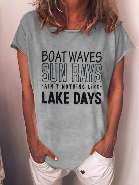 

Boat Waves sun rays ain't nothing like lake days Shirt, Gray, T-shirts