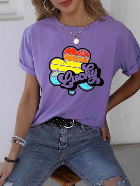 

Retro Lucky Shamrock Women's T-shirt, Purple, T-shirts