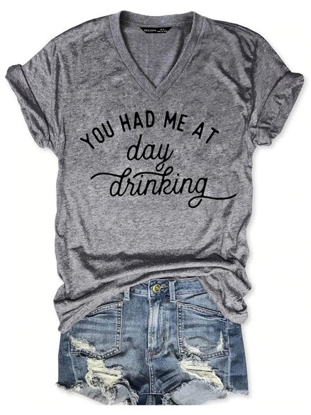 

You Had Me At Day Drinking Tee, Gray, T-shirts