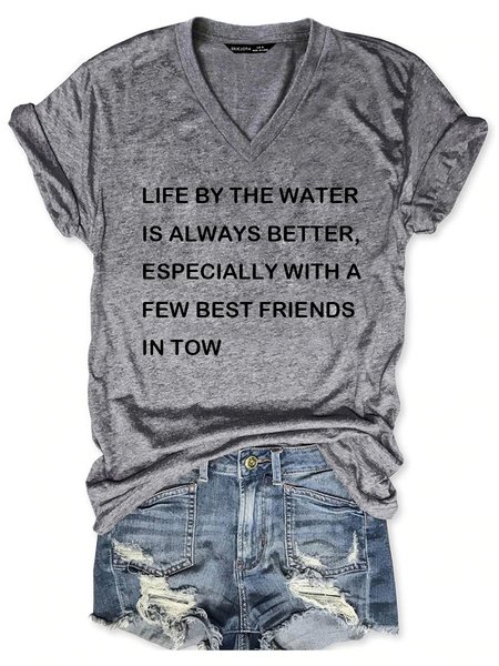 

Life By The Water Is Always Better Women's T-Shirt, Grey, T-shirts