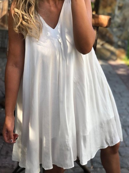 

Misto Cotone Gonna Casuale, Bianco, Mini Dresses