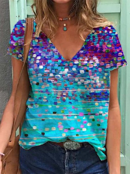 

Casual Floral-Print Short Sleeve Shirts & Tops, Multicolor, Printed T-shirts