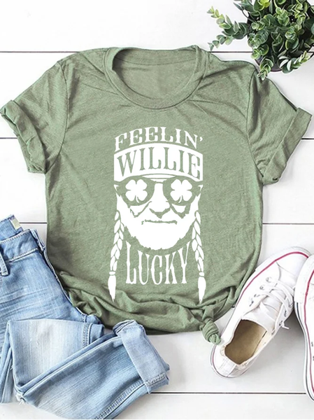 

Feelin' Willie Lucky St Patrick's Day Graphic Tee, Army green, Tops