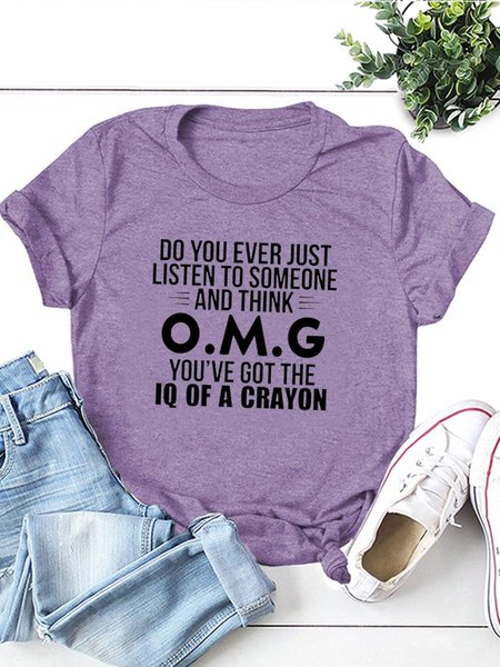 

Do You Ever Just Listen To Someone Women's Slogan T-Shirt, Purple, T-shirts