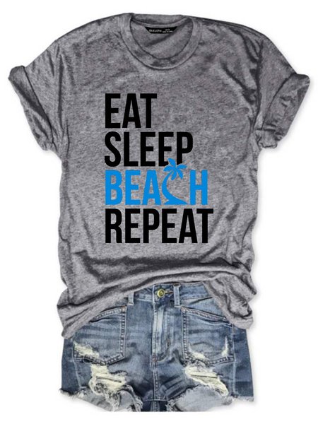 

Eat Sleep Beach Repeat Graphic Tee, Gray, T-shirts