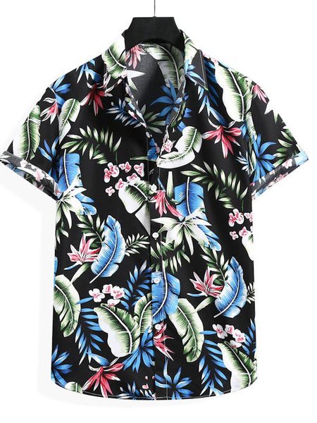 

Leaves Shirts & Tops, Black, Men's Floral shirt