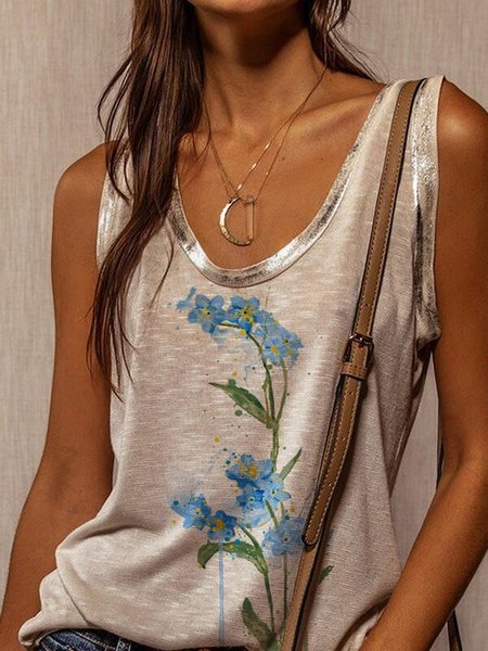 

Non ti scordar di mé Floreale Casuale Top, Come immagine, Tank Top