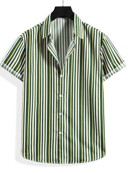 

Shirt Collar Holiday Shirts & Tops, Green, Short Sleeves Shirts
