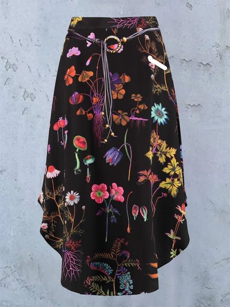 

Casuale Stampato Mini Gonna, Nero, Skirts